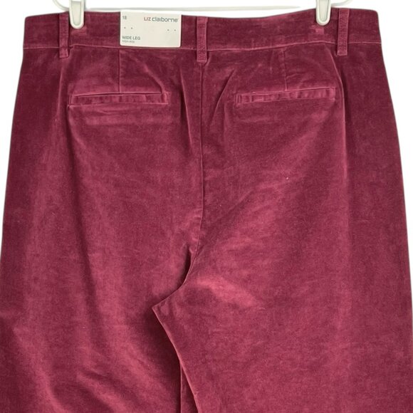 Liz Claiborne Women Wide-Leg High-Rise Stretch Burgundy Velvet Pants Sz 18 NWT - Picture 4 of 13
